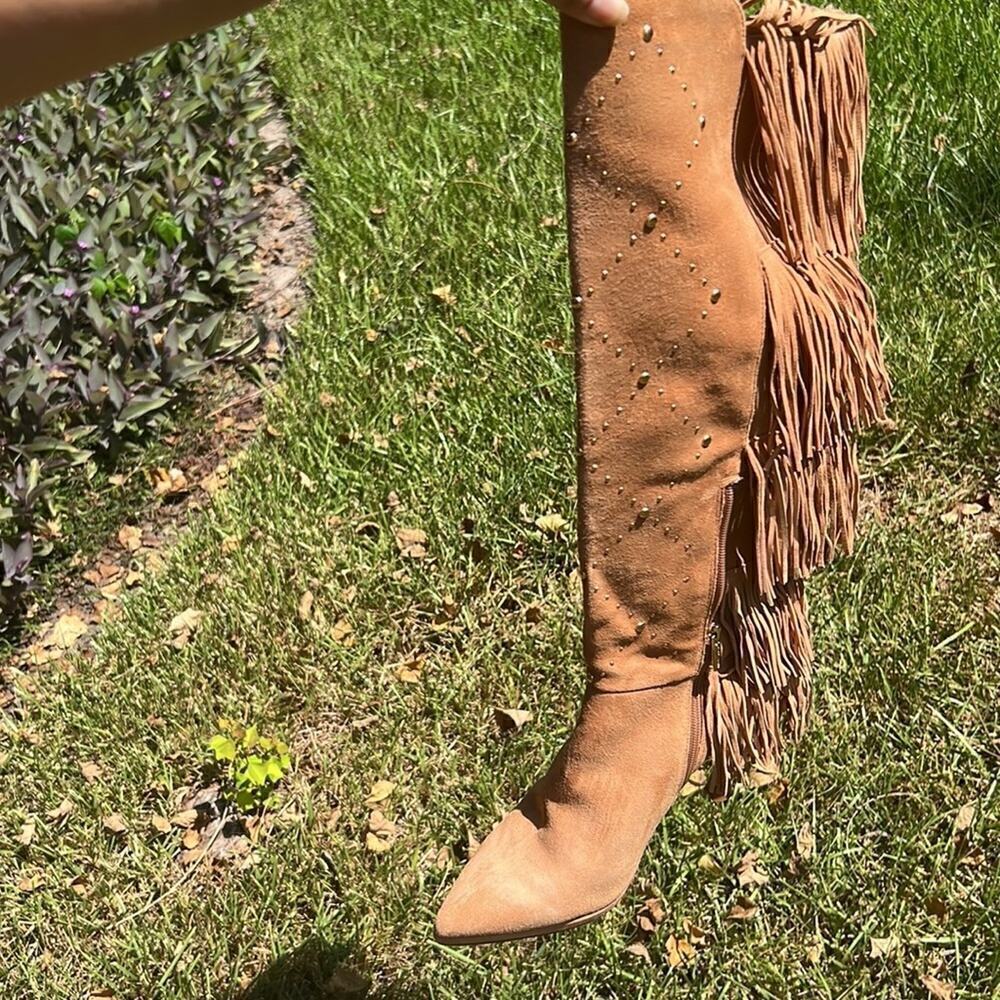 ▶️ Vince Camuto ◀️ Panaryaz Knee High Suede Fringe. Sz 9 - Picture 17 of 17